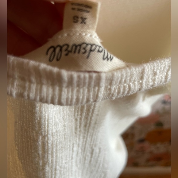 Madewell Women's White Crosshatch Ruffled Top Size XS - Picture 3 of 4